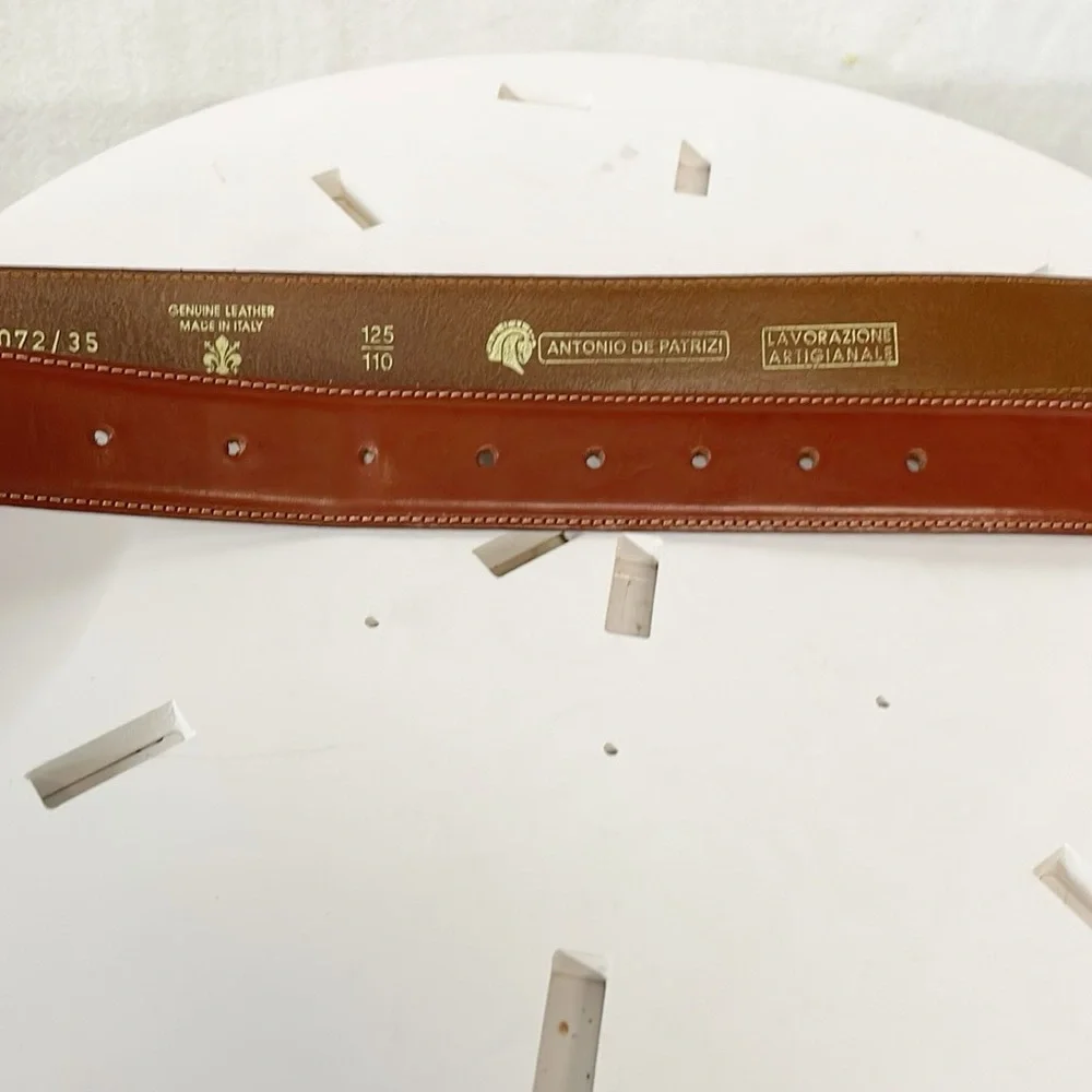 Antonio de Patrizi Genuine Leather Belt Made In Italy Brown Cognac‎ Sz 35 Mens